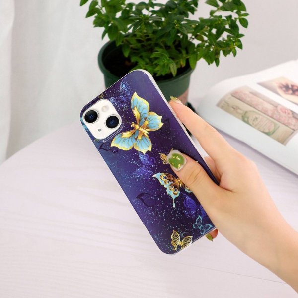 iPhone 14 Plus Skal Motiv Guldiga Fjärilar