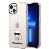 Karl Lagerfeld iPhone 14 Plus Skal Printed Choupette Transparent Rosa