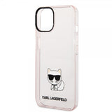 Karl Lagerfeld iPhone 14 Plus Skal Printed Choupette Transparent Rosa