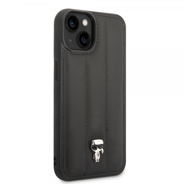 Karl Lagerfeld iPhone 14 Plus Skal Quilted Nylon Puffy Case Ikonik Pin Svart