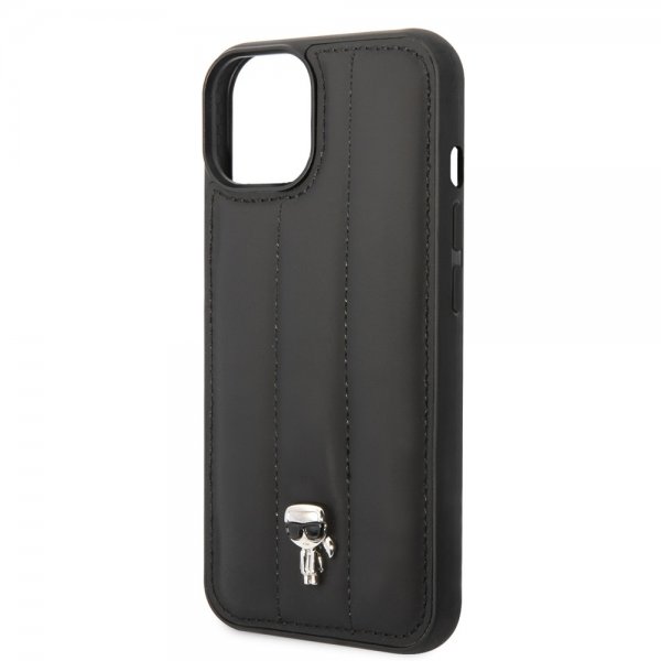 Karl Lagerfeld iPhone 14 Plus Skal Quilted Nylon Puffy Case Ikonik Pin Svart