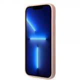 Guess iPhone 14 Plus Skal Saffiano Metal Logo Stripes Rosa