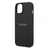 Guess iPhone 14 Plus Skal Saffiano Metal Logo Stripes Svart