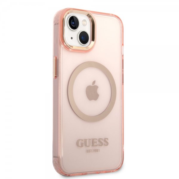 Guess iPhone 14 Plus Skal Translucent MagSafe Rosa