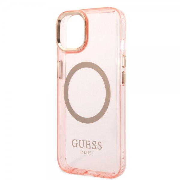 Guess iPhone 14 Plus Skal Translucent MagSafe Rosa