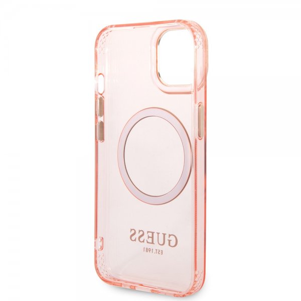 Guess iPhone 14 Plus Skal Translucent MagSafe Rosa