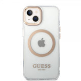 Guess iPhone 14 Plus Skal Transparent MagSafe Guld Transparent