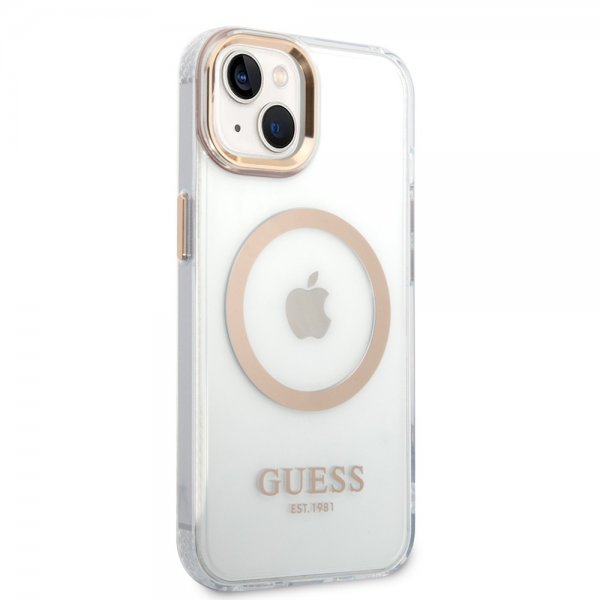 Guess iPhone 14 Plus Skal Transparent MagSafe Guld Transparent