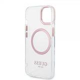 Guess iPhone 14 Plus Skal Transparent MagSafe Rosa Transparent