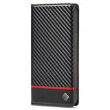Lc.Imeeke iPhone 14 Pro Fodral Kolfibertextur Röd Stripe Horizontal