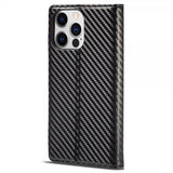 Lc.Imeeke iPhone 14 Pro Fodral Kolfibertextur Röd Stripe Vertical