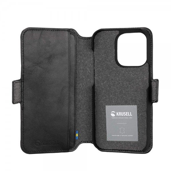 Krusell iPhone 14 Pro Fodral Leather PhoneWallet Svart