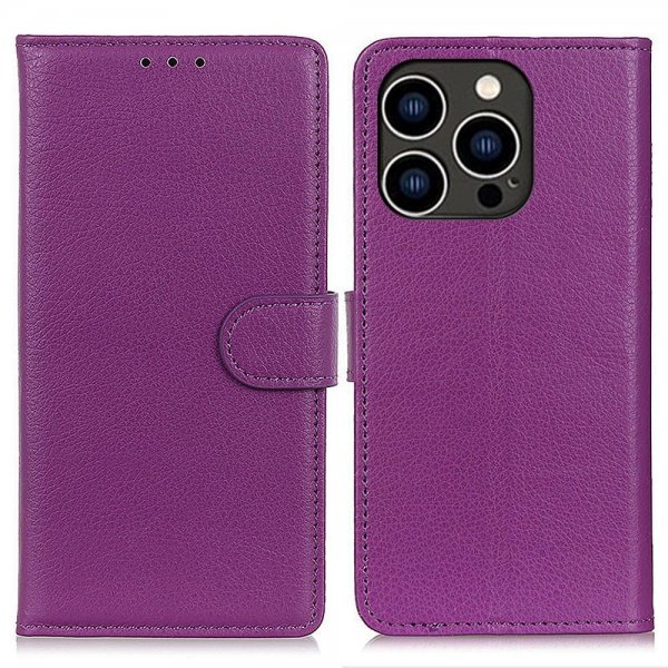 iPhone 14 Pro Fodral Litchi Lila