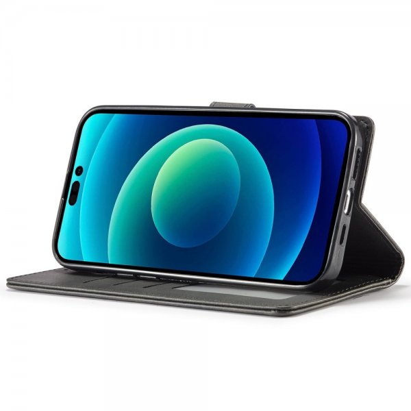 Lc.Imeeke iPhone 14 Pro Fodral med Kortfack Stativfunktion Svart