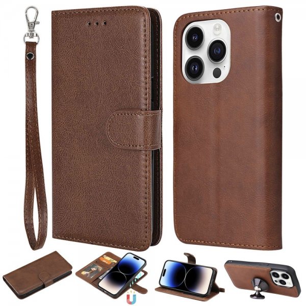 iPhone 14 Pro Fodral med Löstagbart Skal KT Leather Series-3 Brun