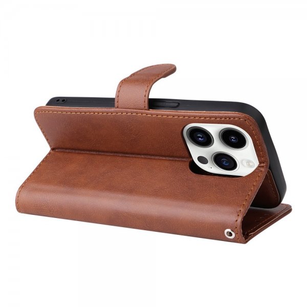 iPhone 14 Pro Fodral med Löstagbart Skal KT Leather Series-3 Brun