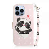 iPhone 14 Pro Fodral Motiv Panda Hjärtan