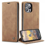 CaseMe iPhone 14 Pro Fodral Retro Flip Brun