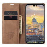 CaseMe iPhone 14 Pro Fodral Retro Flip Brun