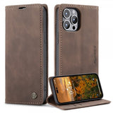 CaseMe iPhone 14 Pro Fodral Retro Flip Kaffe