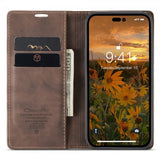 CaseMe iPhone 14 Pro Fodral Retro Flip Kaffe