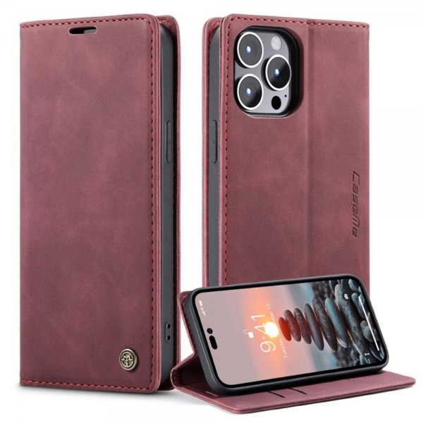 CaseMe iPhone 14 Pro Fodral Retro Flip Röd