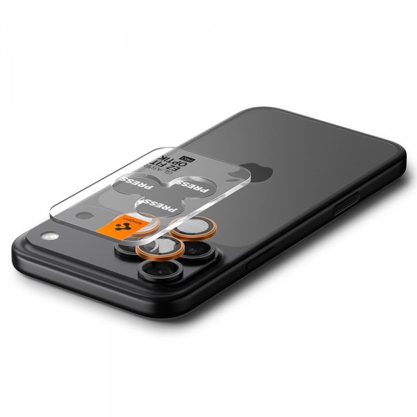 Spigen iPhone 14/15/16/17 Pro & Pro Max Kameraskydd GLAS.tR EZ Fit Optik Pro 2-pack Orange