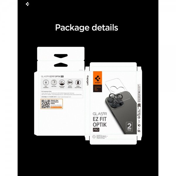 Spigen iPhone 14/15/16/17 Pro & Pro Max Kameraskydd GLAS.tR EZ Fit Optik Pro 2-pack Silver