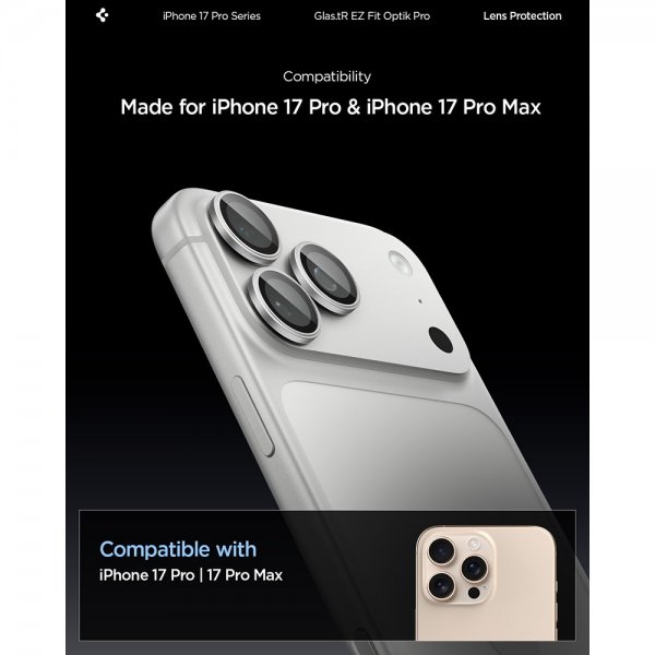 Spigen iPhone 14/15/16/17 Pro & Pro Max Kameraskydd GLAS.tR EZ Fit Optik Pro 2-pack Silver