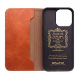 Qialino iPhone 14 Pro Max Fodral Äkta Läder Brun