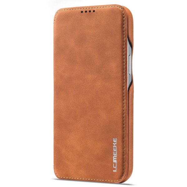 Lc.Imeeke iPhone 14 Pro Max Fodral Flip Ljusbrun