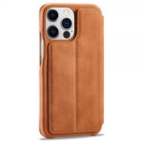 Lc.Imeeke iPhone 14 Pro Max Fodral Flip Ljusbrun