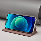 Lc.Imeeke iPhone 14 Pro Max Fodral Flip Mörkbrun