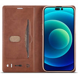 Lc.Imeeke iPhone 14 Pro Max Fodral Kortfack Utsida Brun