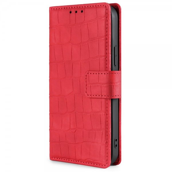 iPhone 14 Pro Max Fodral Krokodilmönster Röd