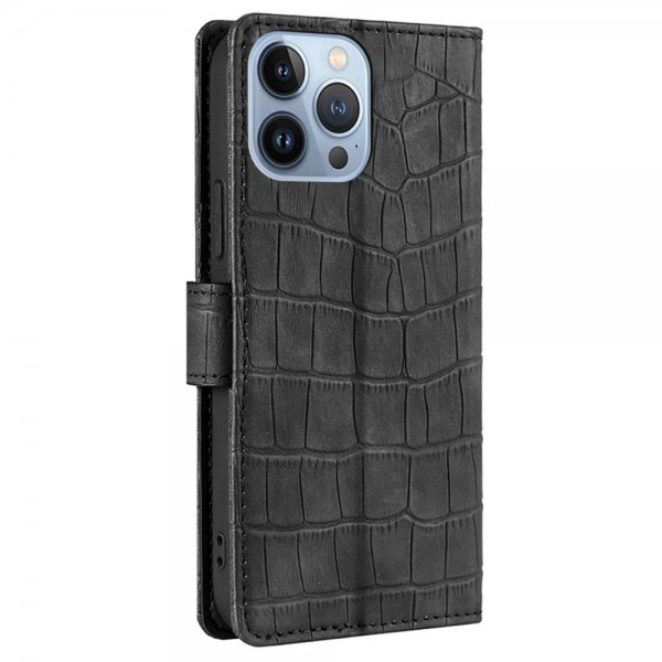 iPhone 14 Pro Max Fodral Krokodilmönster Svart