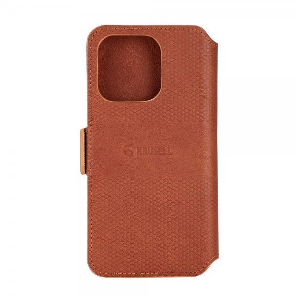 Krusell iPhone 14 Pro Max Fodral Leather PhoneWallet Cognac