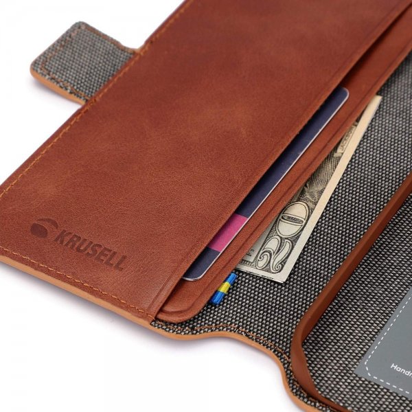 Krusell iPhone 14 Pro Max Fodral Leather PhoneWallet Cognac