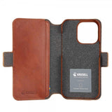 Krusell iPhone 14 Pro Max Fodral Leather PhoneWallet Cognac