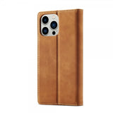Lc.Imeeke iPhone 14 Pro Max Fodral med Kortfack Flip Brun