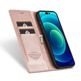 Lc.Imeeke iPhone 14 Pro Max Fodral med Kortfack Flip Rosa