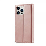 Lc.Imeeke iPhone 14 Pro Max Fodral med Kortfack Flip Rosa