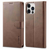 Lc.Imeeke iPhone 14 Pro Max Fodral med Kortfack Stativfunktion Mörkbrun