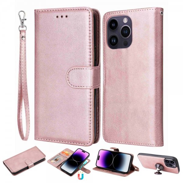 iPhone 14 Pro Max Fodral med Löstagbart Skal KT Leather Series-3 Roseguld