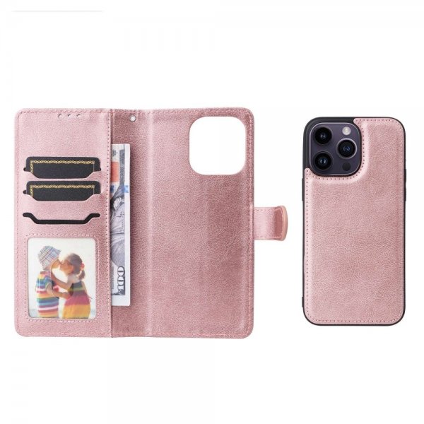 iPhone 14 Pro Max Fodral med Löstagbart Skal KT Leather Series-3 Roseguld