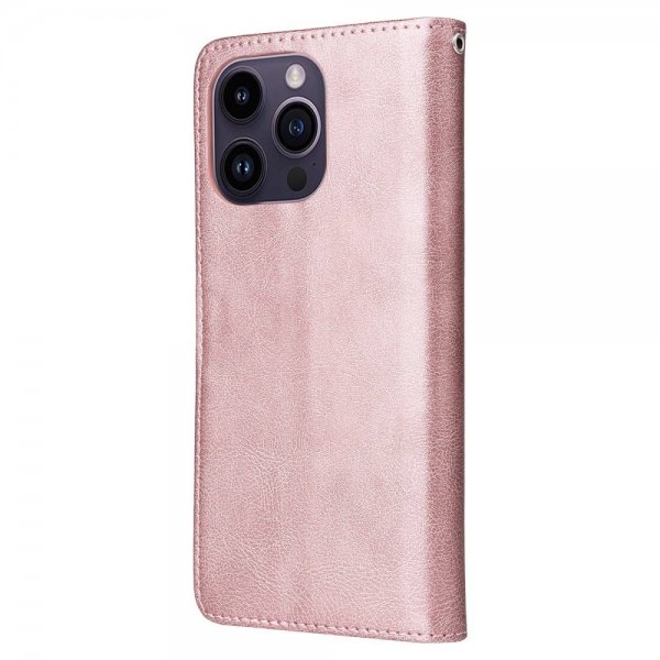 iPhone 14 Pro Max Fodral med Löstagbart Skal KT Leather Series-3 Roseguld