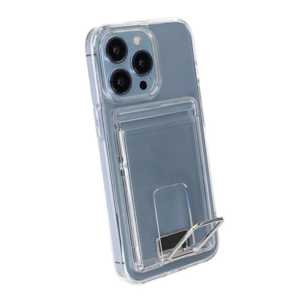 Rvelon iPhone 14 Pro Max Skal med Stativ Korthållare Transparent
