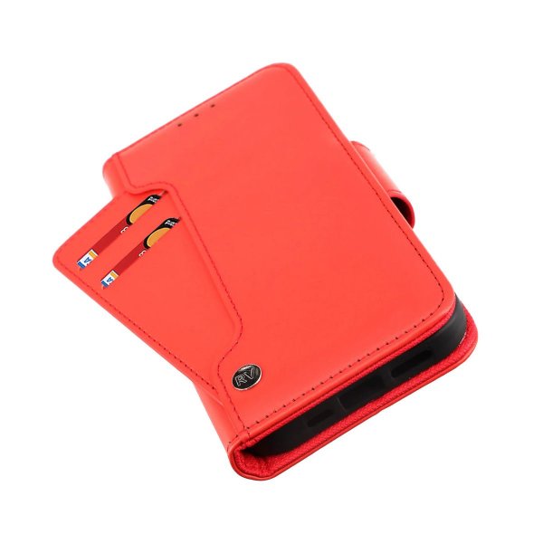 Rvelon iPhone 14 Pro Max Fodral Utfällbart Kortfack Röd