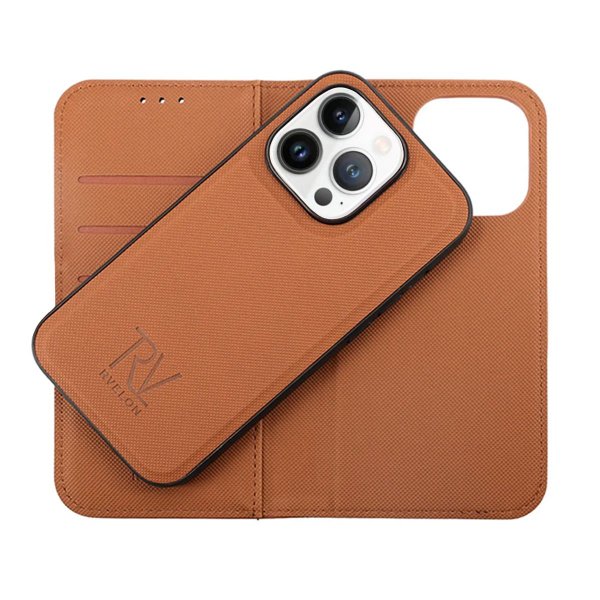 Rvelon iPhone 14 Pro Max Fodral Magnetiskt Avtagbart Skal Brun