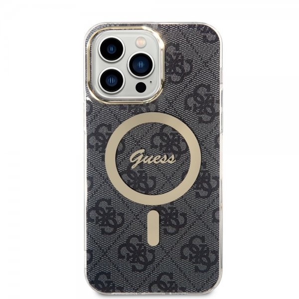 Guess iPhone 14 Pro Max Skal 4G Pattern MagSafe Svart